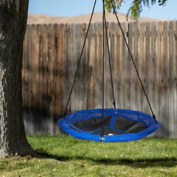 Balançoire nid-d’oiseau Noir - Bleu - Acier - 90 x 160 x 90 cm