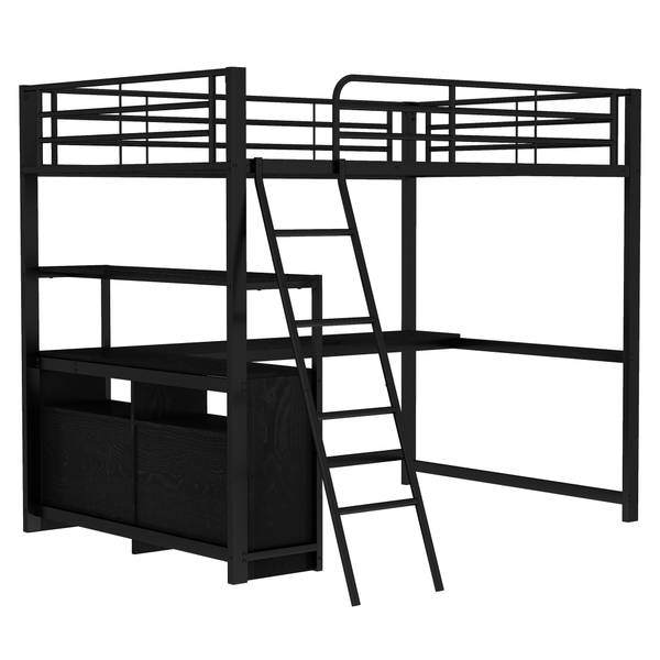 Hochbett BB3715 Schwarz - Metall - 145 x 180 x 204 cm