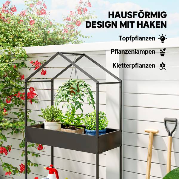 Plantenstandaard 84H-517V00BK zwart - metaal - 35 x 150 x 75 cm