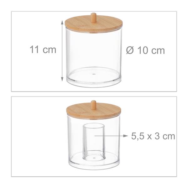 Wattepads- und Wattestäbchen-Behälter Braun - Bambus - Kunststoff - 10 x 11 x 10 cm