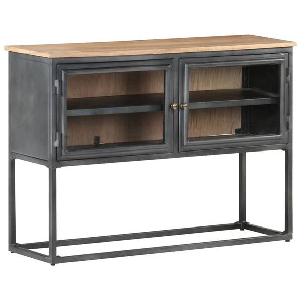 Sideboard 323502 Grau - Glas - Metall - Massivholz - 100 x 70 x 30 cm