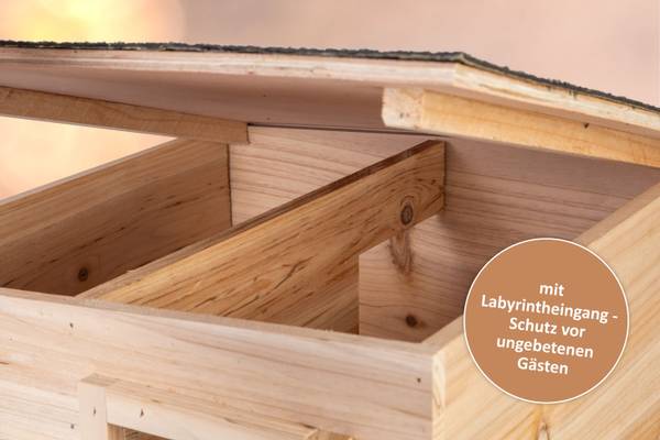 Igelhaus mit Labyrintheingang Braun - Holzwerkstoff - 37 x 18 x 37 cm