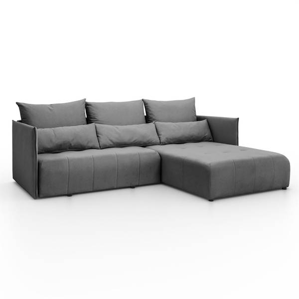 Ecksofa APOLLO L mit Schlaffunktion Grau - Polyester - 246 x 93 x 188 cm