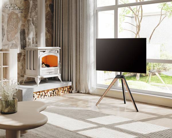 TV Ständer im Staffelei Design Braun - Metall - Massivholz - 52 x 134 x 94 cm
