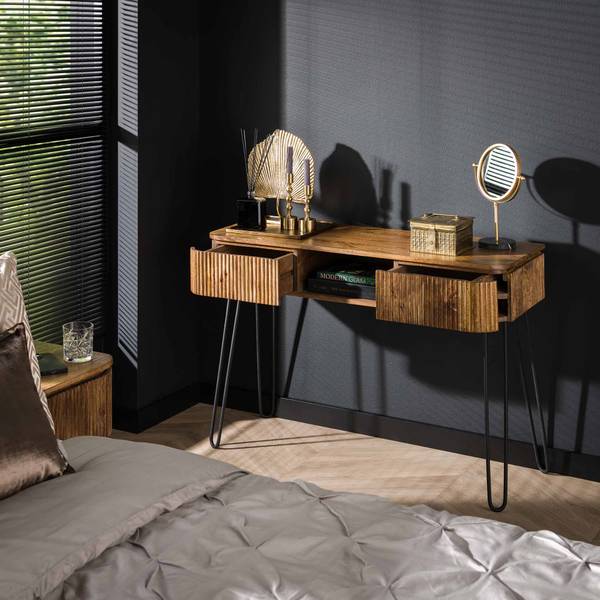 Schminktisch WAVE Braun - Massivholz - 110 x 77 x 40 cm