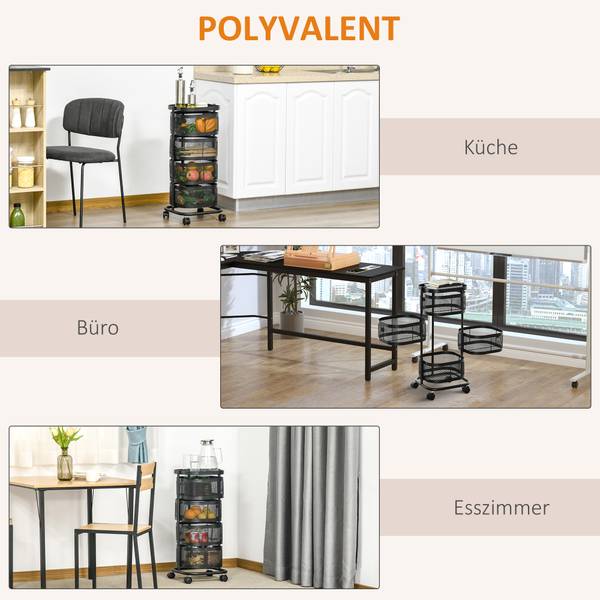 Hulpmiddelkar 850-184 zwart - metaal - 33 x 77 x 33 cm