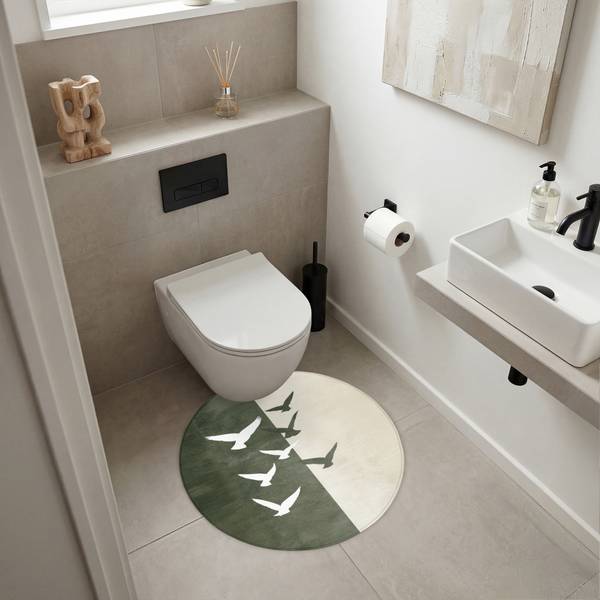 Tapis de Bain Oiseaux Vert - Microfibre - 70 x 70 x 1 cm