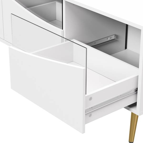 TV-meubel Astraios Ⅴ wit - plaatmateriaal op houtbasis - glas - 40 x 50 x 180 cm