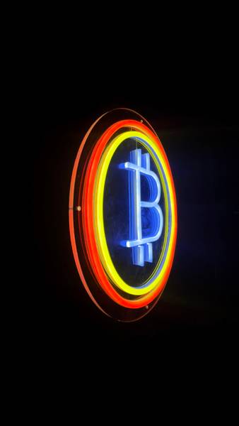 LED Neon Schild Bitcoin Kunststoff - 30 x 30 x 2 cm