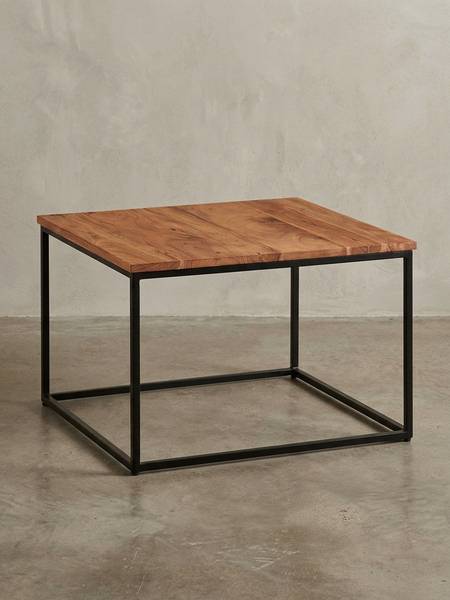 Couchtisch ARQUATA mit Eisengestell Beige - Akazie - 60 x 41 x 60 cm