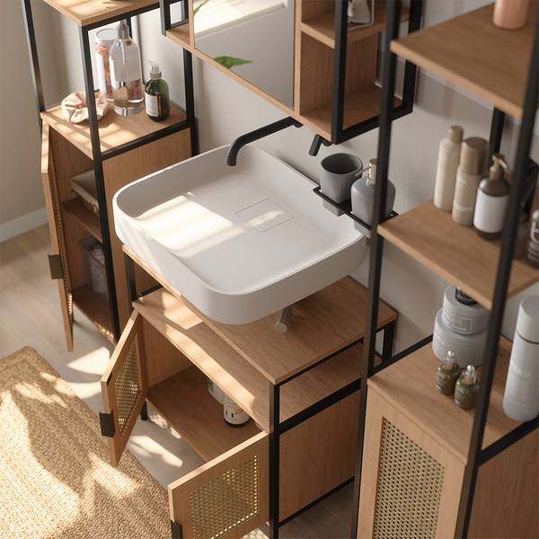 Badmöbel-Set Linara 63266 4er Set Braun - Holzwerkstoff - 60 x 59 x 35 cm