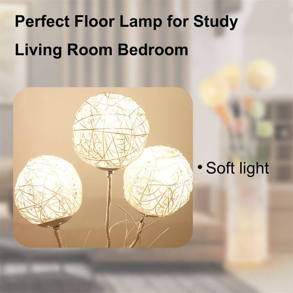 Staande lampe Lumiflora wit - rotan - 20 x 109 x 20 cm