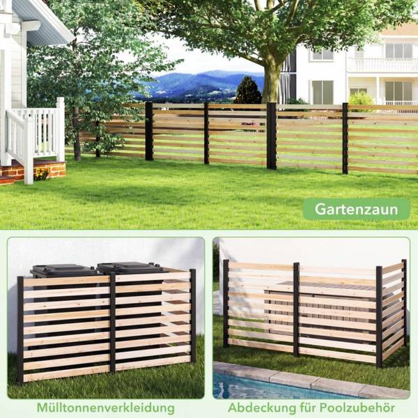 Gartenzaun ZB35497 3-tlg. Braun - Massivholz - 98 x 107 x 98 cm