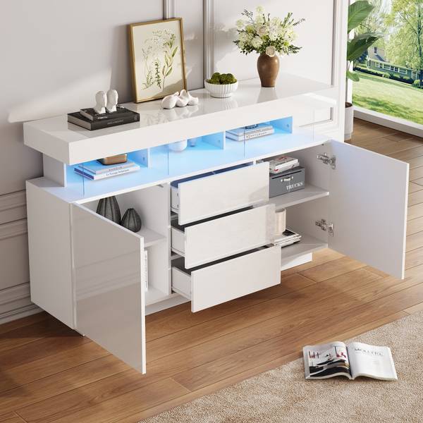 Sideboard Rezer Weiß - Holzwerkstoff - 140 x 80 x 35 cm