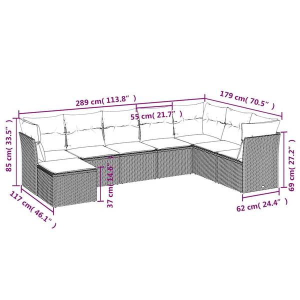 Garten-Lounge-Set 3034258-1 8-teilig Braun - Creme