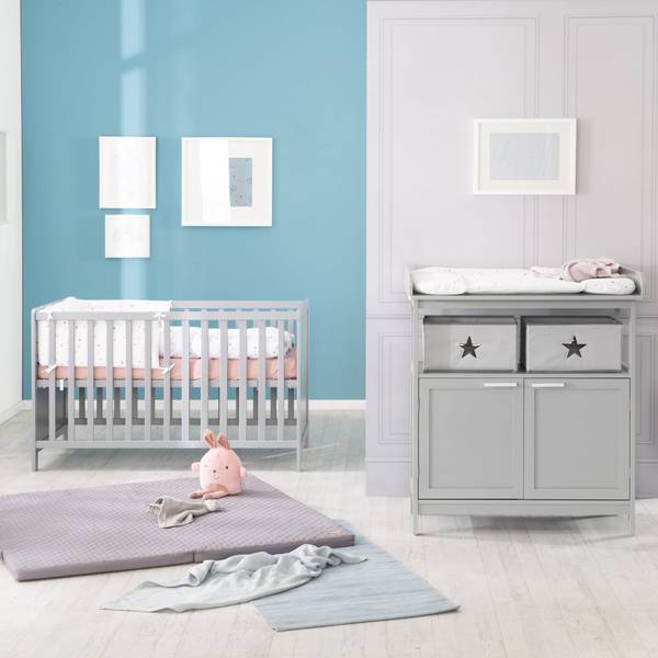 Babyzimmer Set Hamburg 2-teilig Grau - Polyester PVC