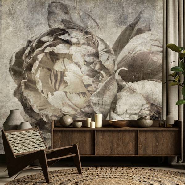 Fototapete Blumen Pfingstrosen Beton 200 x 140 x 140 cm