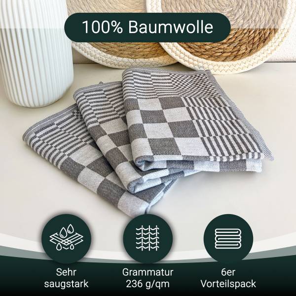 Geschirrtücher 00000352 6er-Set Anthrazit