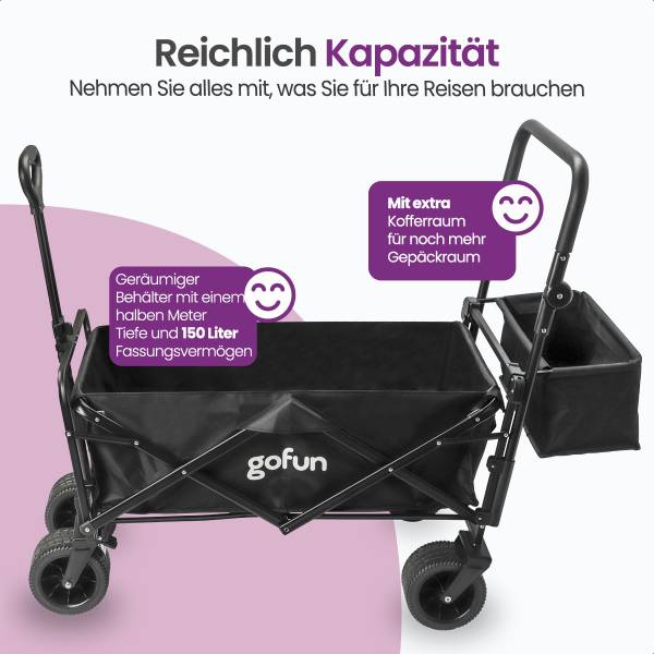 Bollerwagen Trail Schwarz - Metall - Textil - 44 x 57 x 97 cm