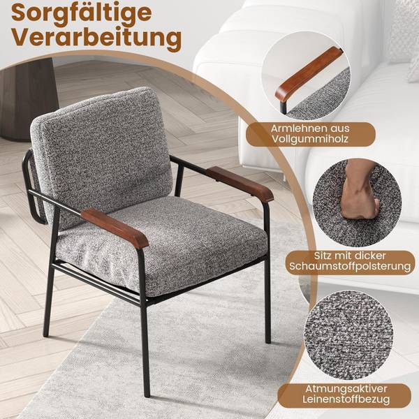 Polstersessel VH34906SDDE Grau - Metall - 71 x 86 x 61 cm