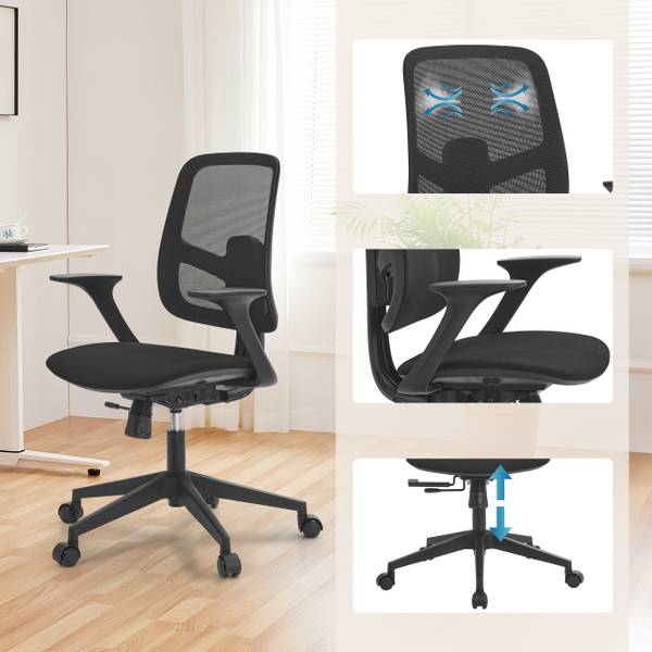 Bürostuhl Malio Schwarz - Polyester - 68 x 114 x 63 cm