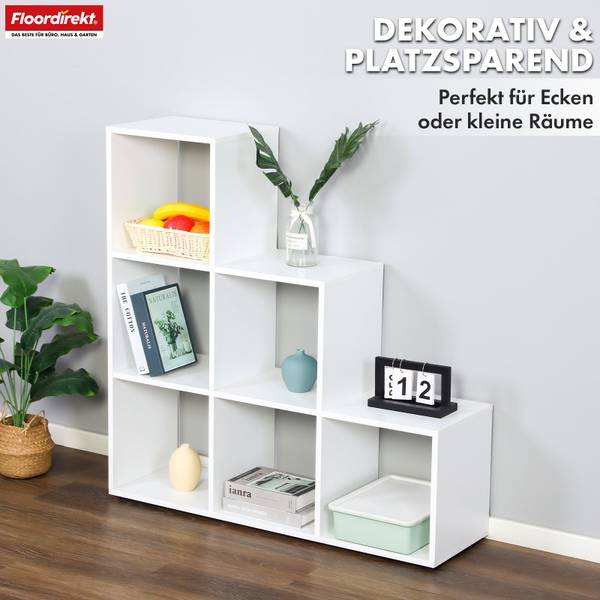 Bücherregal Carolina Weiß - Holzwerkstoff - Massivholz - 98 x 98 x 29 cm