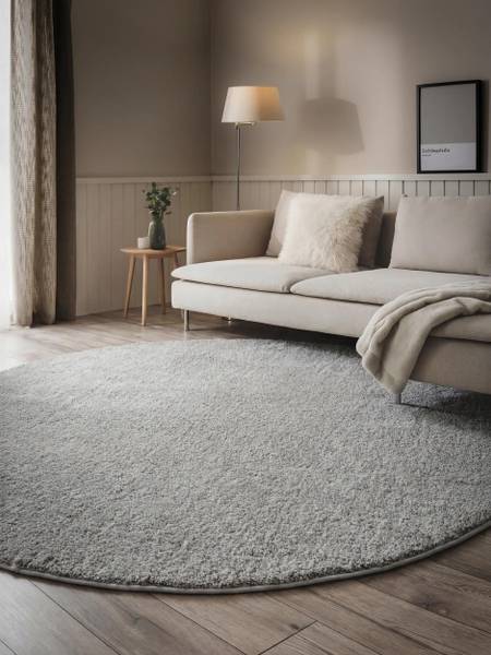 Tapis à poils longs rond Soda Gris - Diamètre : 120 cm