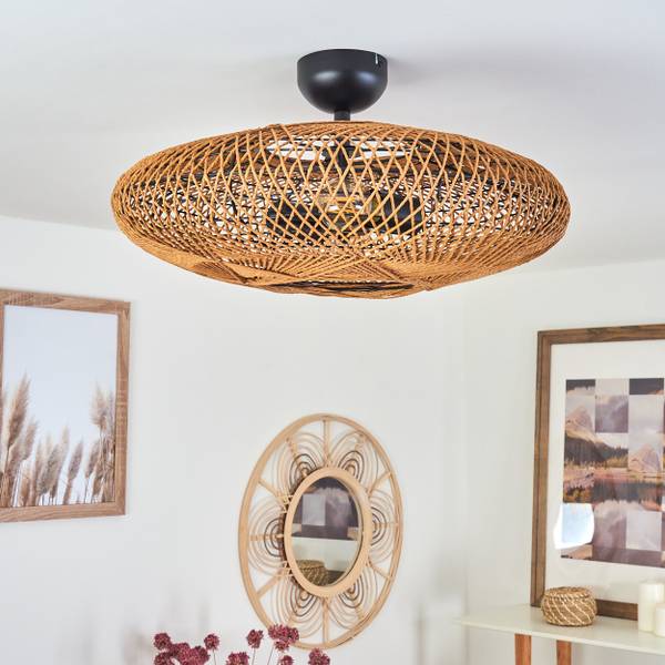 Deckenleuchte Messerotti Beige - Schwarz - 54 x 25 x 54 cm - Durchmesser: 52 cm - Flammenanzahl: 2 - Metall