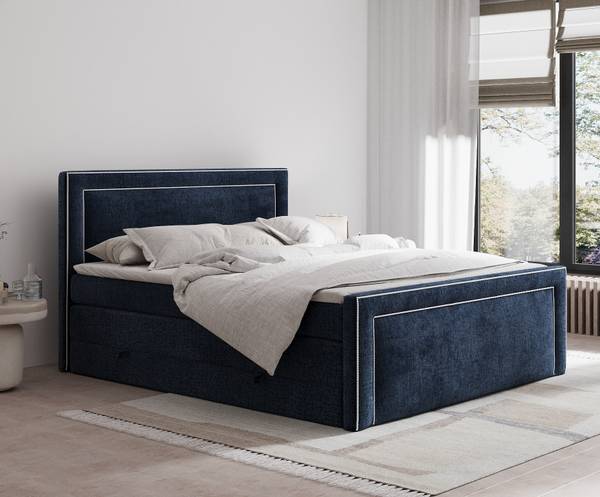 Boxspringbett Luxora Marineblau - Liegefläche Breite: 160 cm