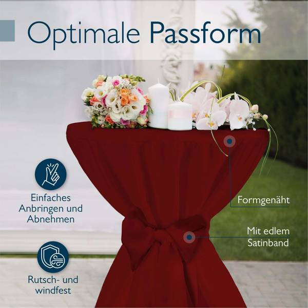 Stehtisch Bellini mit Husse  Premium Bordeaux
