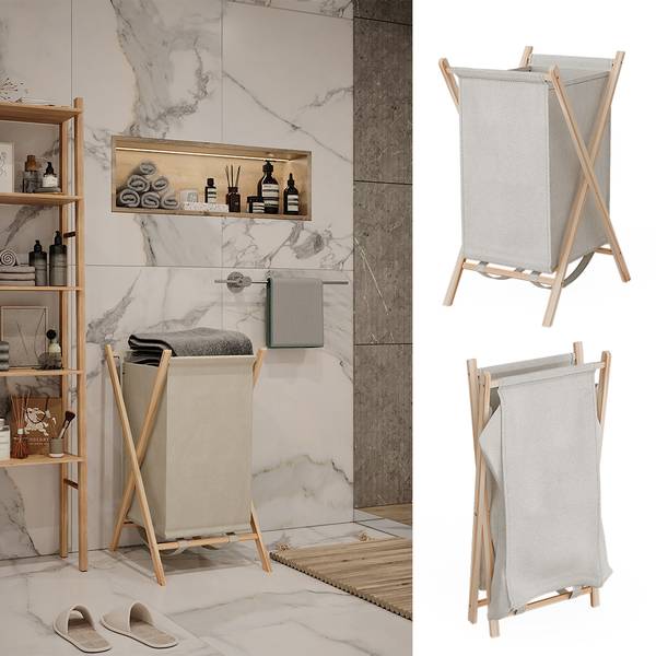 Wäschekorb Bruno 49383 Beige - Holz