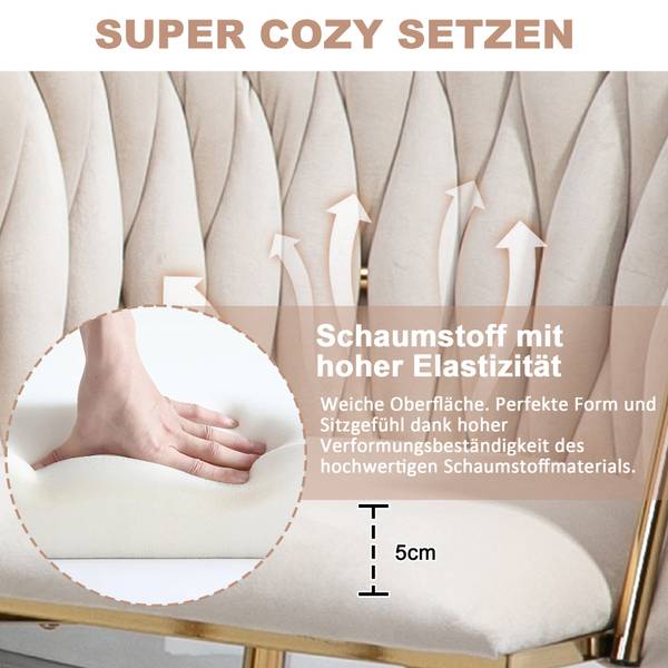 Esszimmerstühle-B2398 2er-Set Beige - Metall - 52 x 72 x 54 cm