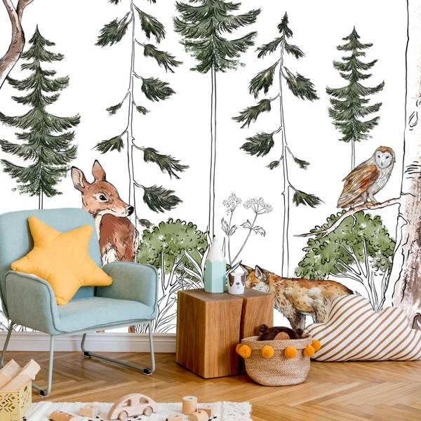 Papier Peint ANIMAUX Arbres Plantes 90 x 60 x 60 cm