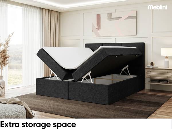 Boxspringbett Kylian Schwarz - 200 x 180 cm - H4