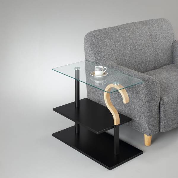 Salontafel met glasplaat zwart - bruin - staal - 60 x 50 x 30 cm