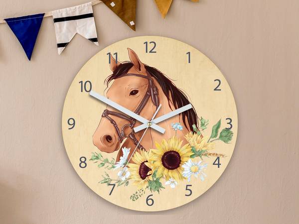 Wanduhr HORSE Braun - Holzwerkstoff - 30 x 30 x 4 cm