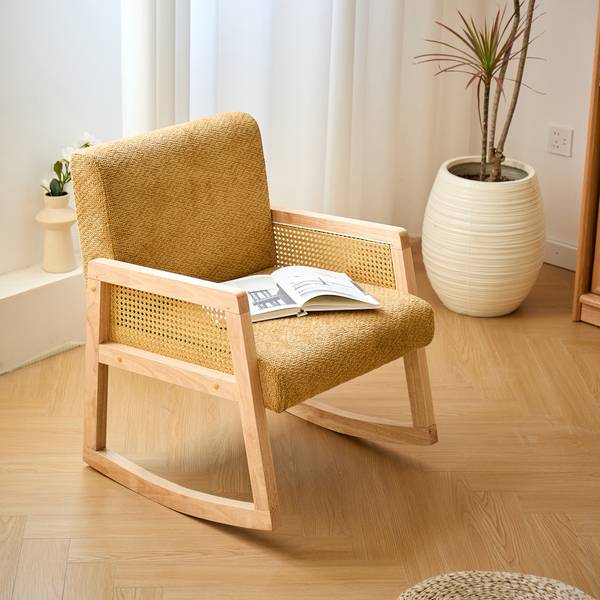 Schaukelstuhl BORGO Gelb - Massivholz - 59 x 76 x 67 cm