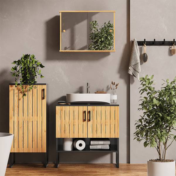 Badmöbel-Set Vayra 56196 Braun - Stahl - 60 x 66 x 33 cm
