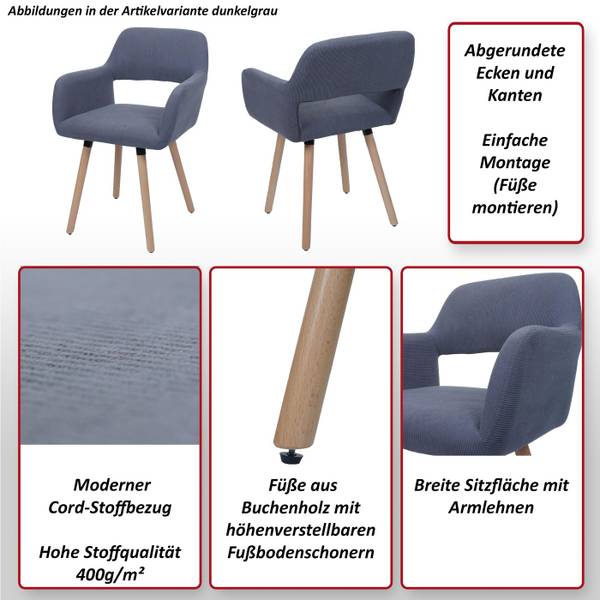 Esszimmerstuhl A50 II (6er-Set) Hellgrau