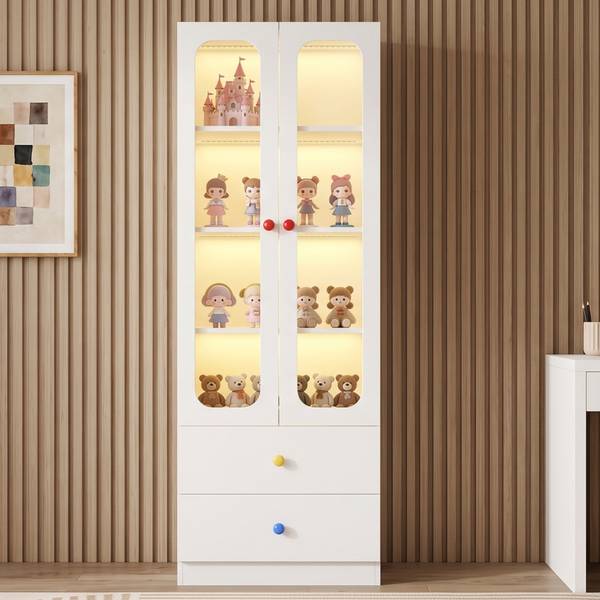 Vitrine DENGLOW39 Ⅵ Weiß - Holzwerkstoff - 60 x 170 x 35 cm