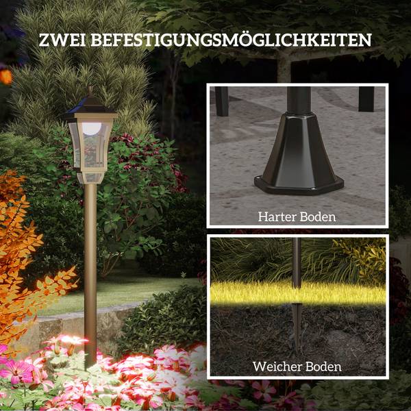 Solar Gartenlaterne B30-053V00BK Schwarz - ABS - Polycarbonat - 15 x 127 x 15 cm