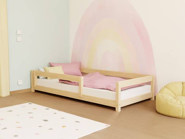Kinderbett LUCKY 14 Pink - Fichte - 128 x 41 x 208 cm