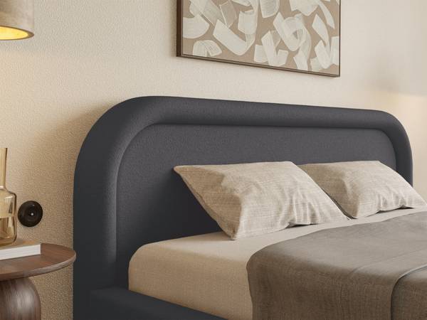 Lit coffre avec tête de lit RUVI Gris foncé