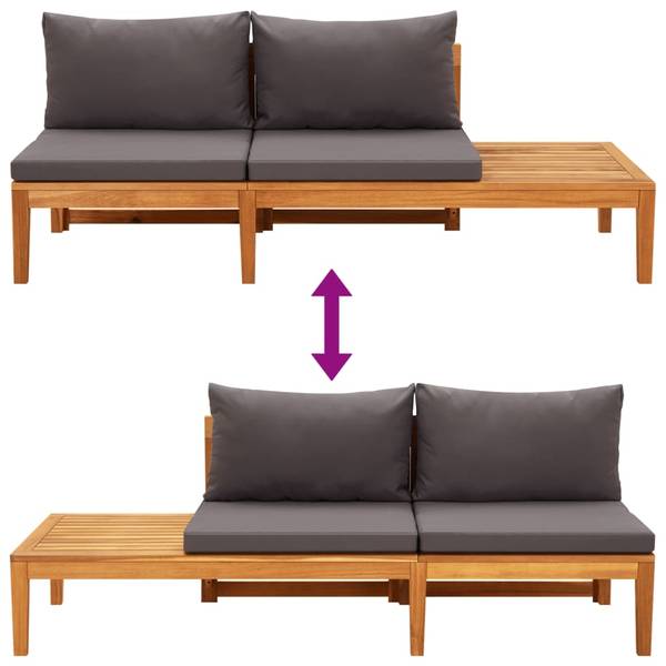 Garten-Lounge-Set 3014466-2 (3-teilig) Grau - Polyester - Akazie - 64 x 29 x 64 cm
