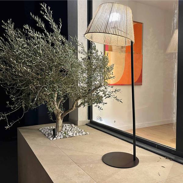 Lampadaire sans fil OCTAVIO RGB H170CM Marron - Fibres naturelles - 55 x 170 x 55 cm