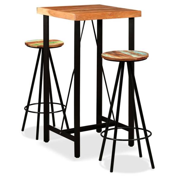 Bar-Set 275128 (3-teilig) Braun - Akazie - Stahl - 60 x 107 x 60 cm