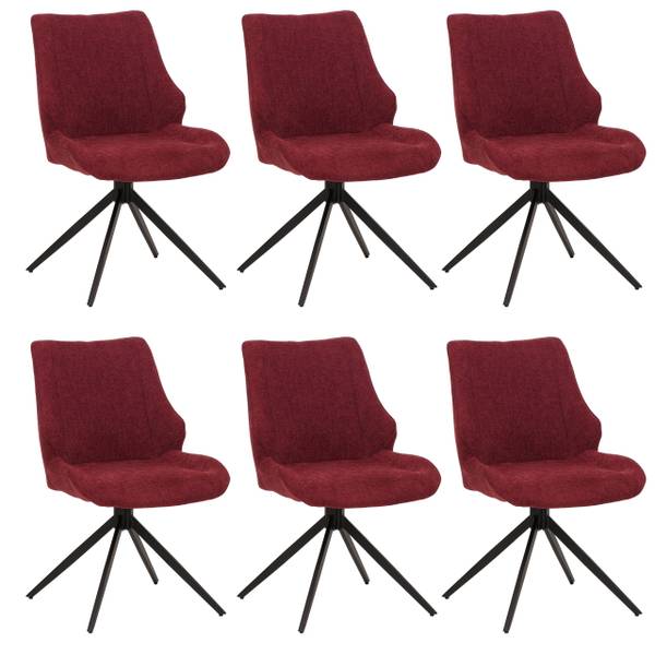 Eetkamerstoel O48 (set van 6) zwart - bordeauxrood