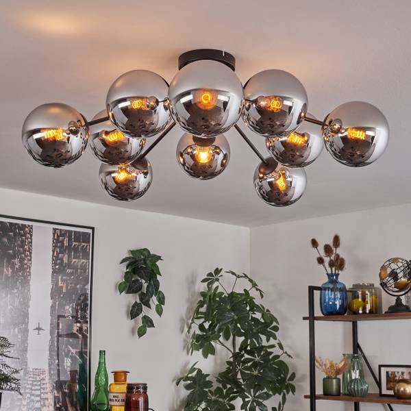 Deckenleuchte Fossobiubo Grau - Silber - Aluminium - Klarglas - 100 x 29 x 100 cm