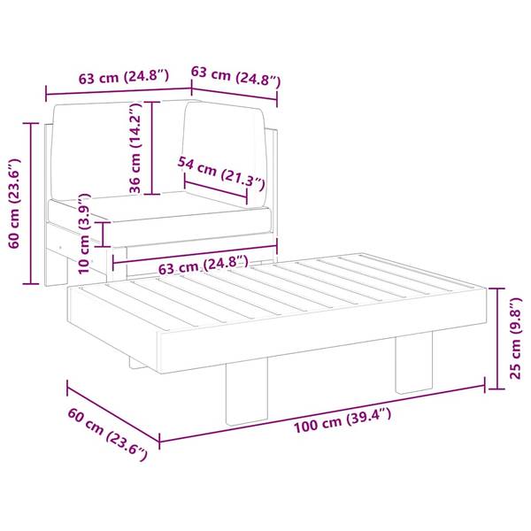 Garten-Sofa-Set 3007925-6 (2-teilig) Dunkelgrau - 100 x 25 x 60 cm