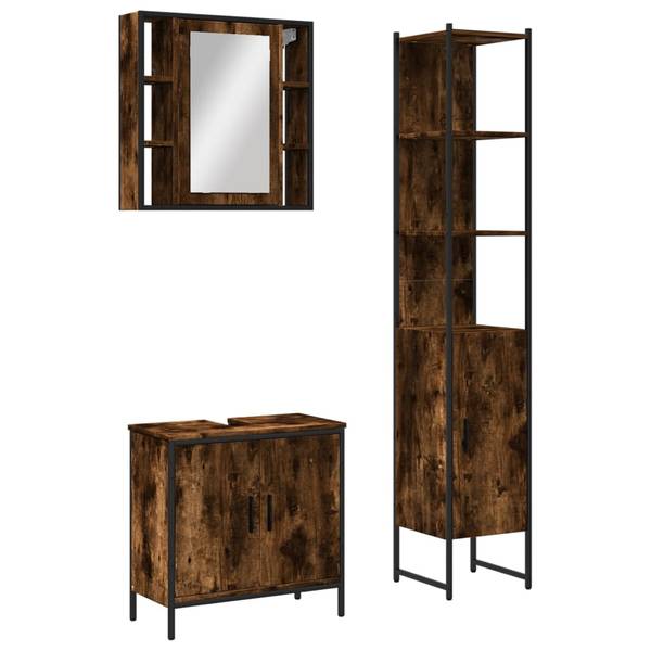 Badmöbel 3033723 3-teilig Braun - Holzwerkstoff - 16 x 60 x 60 cm
